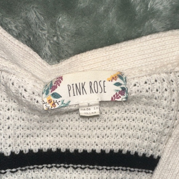 Women's Cream and Black Striped Knit Sweater - Picture 3 of 7